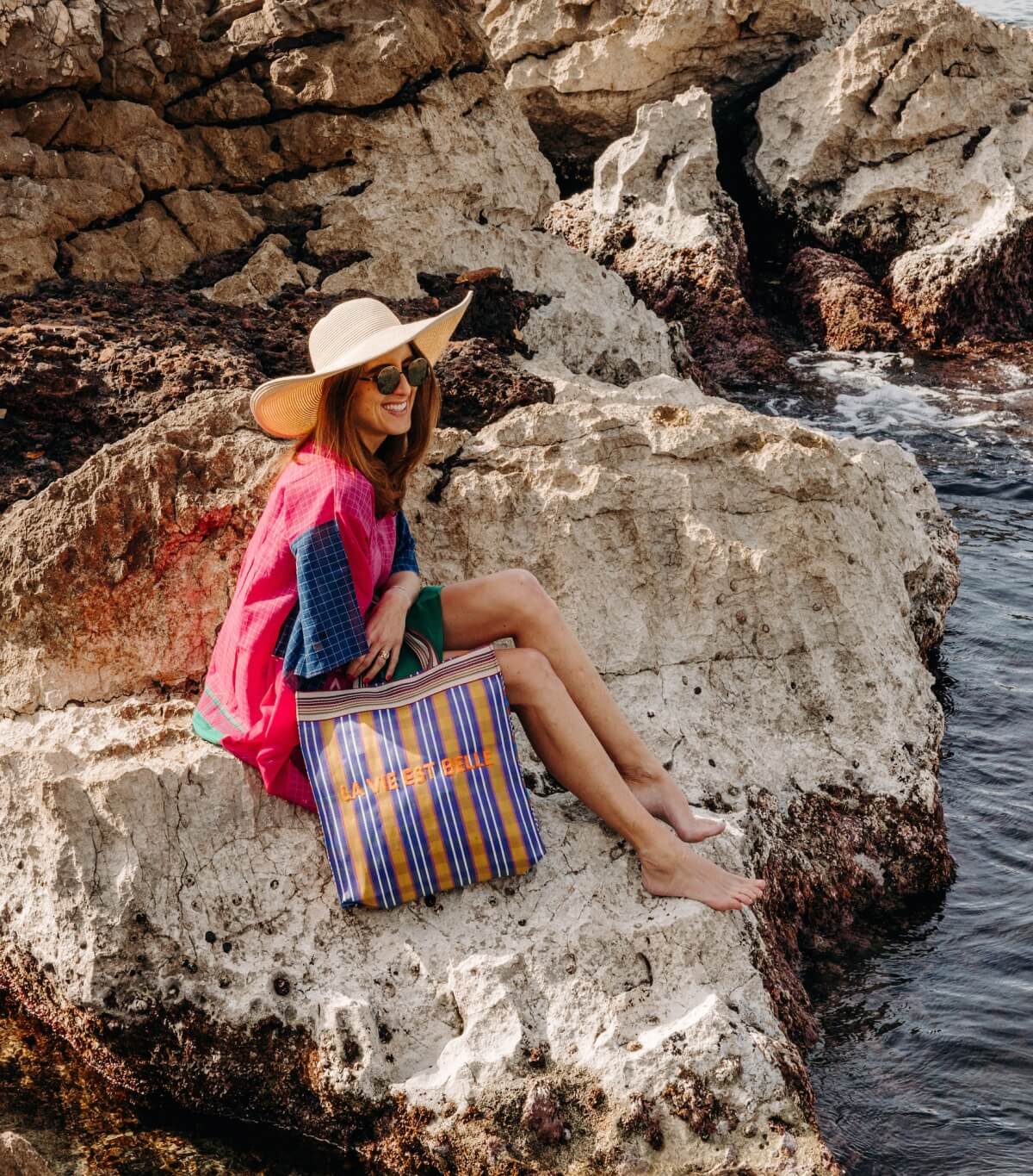 Beach kaftan fuchsia and blue