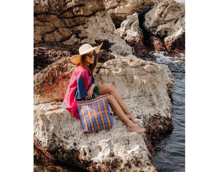 Beach kaftan fuchsia and blue