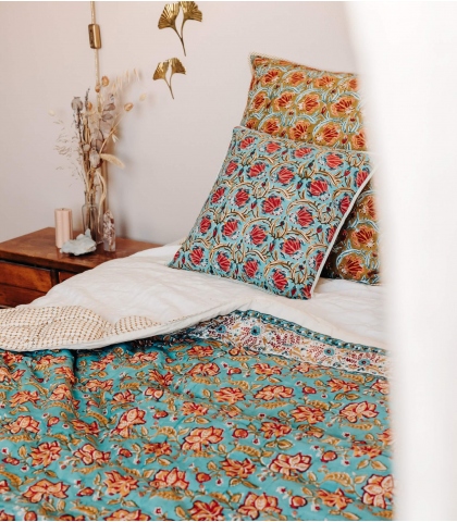 Printed Quilt Rang blue