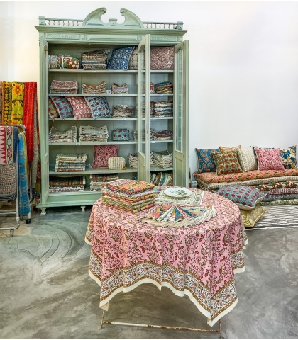 Nappe coton 170*170 Rang rose pâle