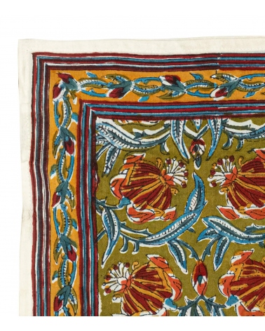 Printed Cotton scarf olive - 39x79 inches