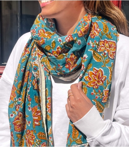 Paréo fleuri Rang bleu