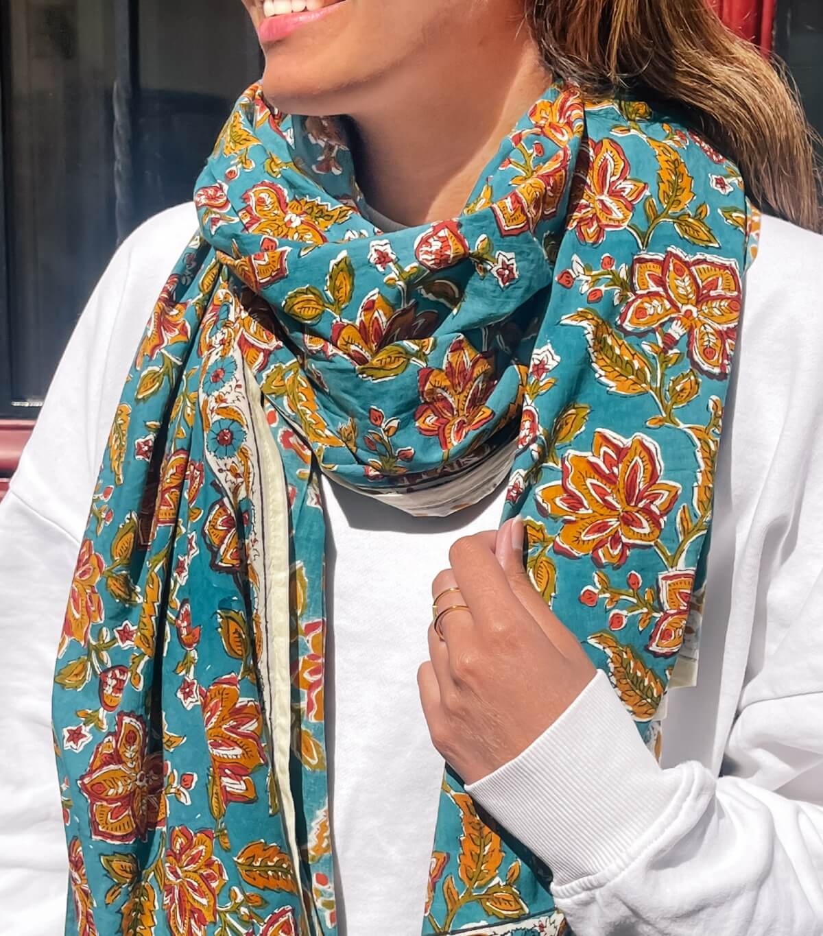 Floral sarong Rang blue