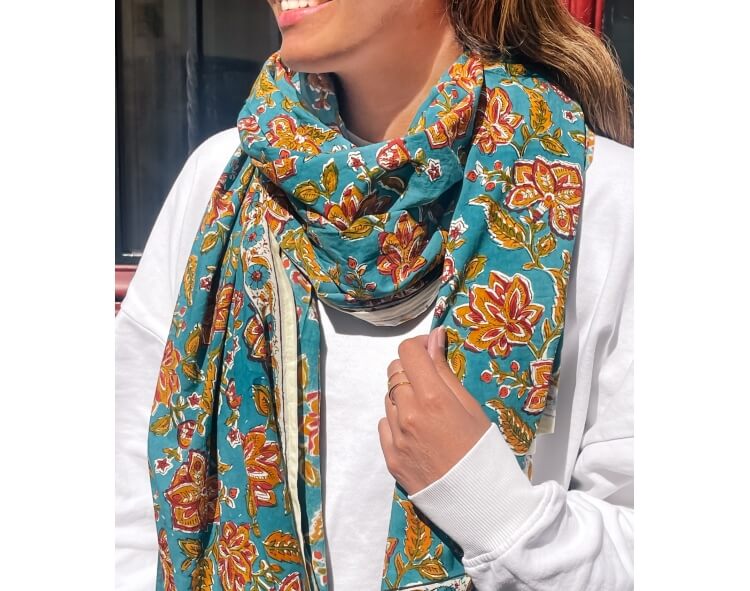 Floral sarong Rang blue
