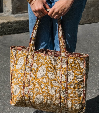 Jaipur olive printed tote bag