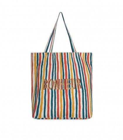 Tote bag - Multi stripe tan