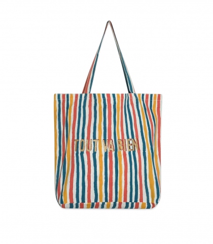 Tote bag TVB - Multi stripe tan