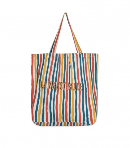 Tote bag LVB - Multi stripe bronze