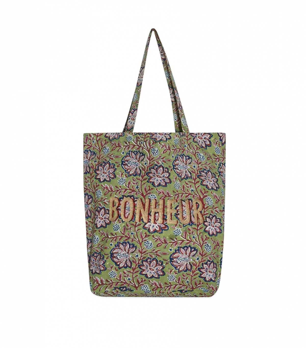 Tote bag en coton Louise vert tilleul Jamini