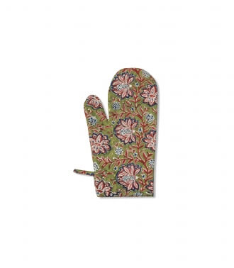 Floral kitchen glove - Louise sage green