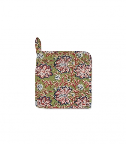 Indian hot plat holder - Louise sage green