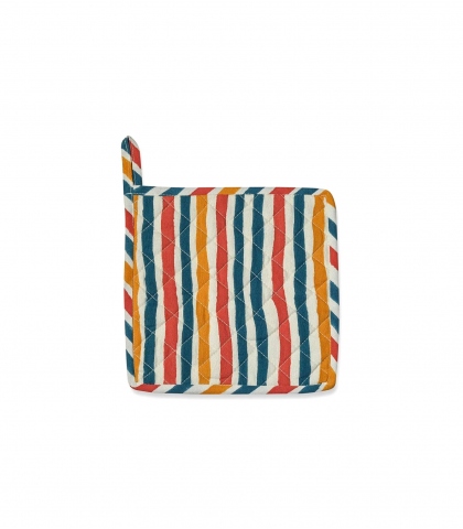 Cotton hot plat holder - Multi stripe tan