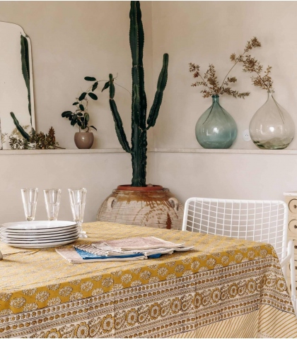 Nappe grand format jaune moutarde Bagru