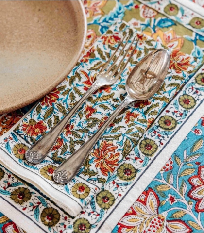 Serviette de table indienne - Reema olive