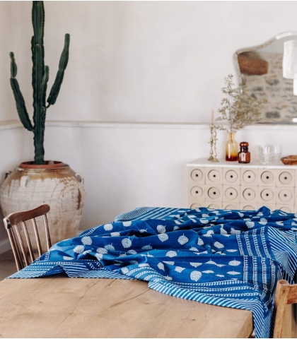 Nappe grand format bleu indigo Nagru