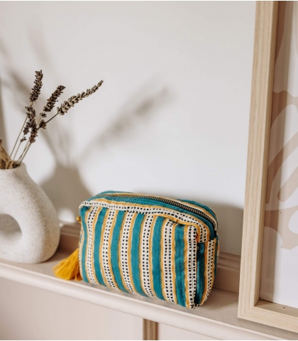 Small travel pouch - Stripe pine green