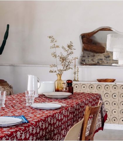 Rectangular table cloth in cotton Bagri