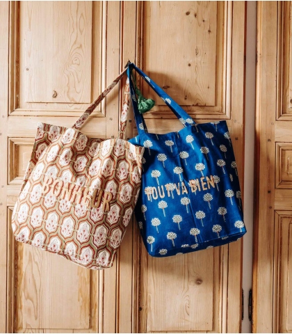 Cotton tote bag - Rani navy blue