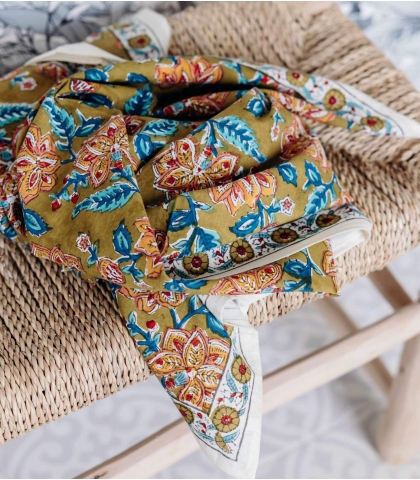 Printed scarf - Rang khaki green