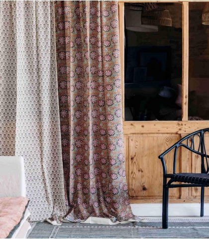 Floral curtain - Louise sage green