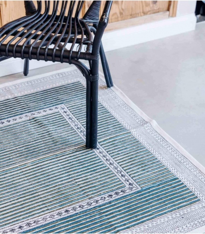 Tapis en coton 120x180 cm - Parul kaki et bleu nuit