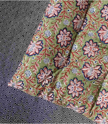 Matelas fleuri - Louise vert tilleul