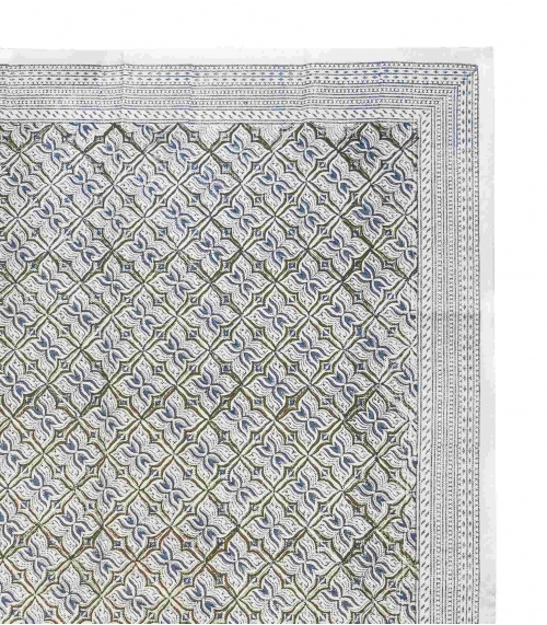 Tapis coton - Pahal kaki et bleu nuit