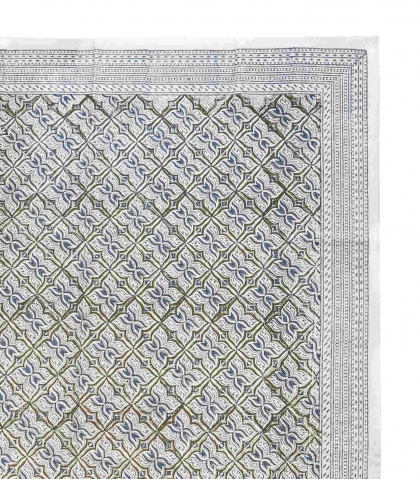 Printed carpet - Pahal khaki green and night-blue