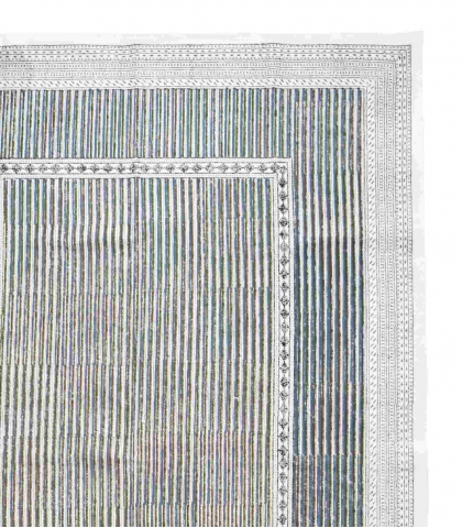 Indian carpet - Parul khaki green and night-blue