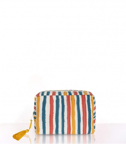 Make-up pouch - Multi stripe tan
