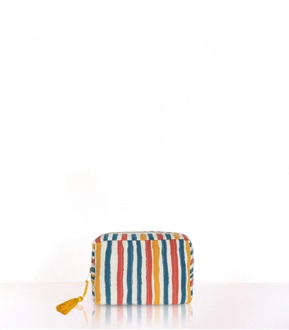Small toiletry bag Multi stripe tan