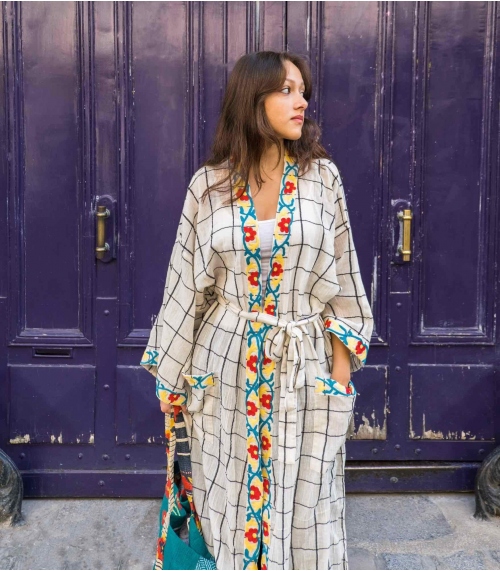 Kimono femme brodé à la main - Jamini