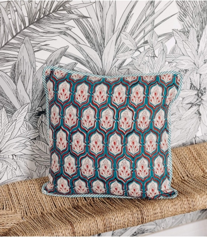 Coussin indien - Pranjal vert pin