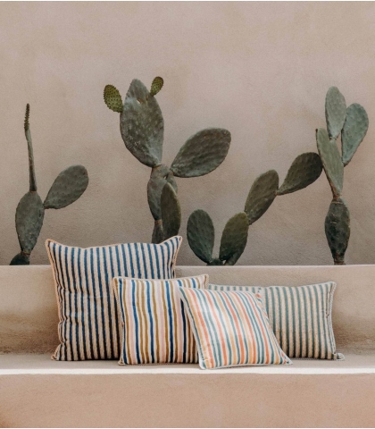 Coussin carré indien - Multi stripe bronze