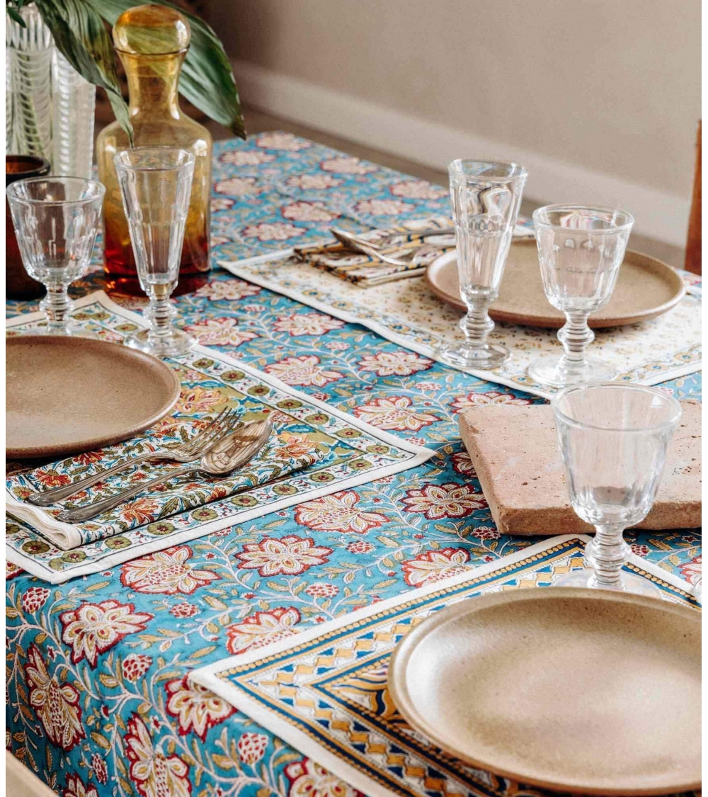 Pranjal tan cotton table mat 14x18 inches Jamini