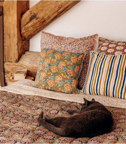 Couette fleurie 160x225 cm - vert tilleul