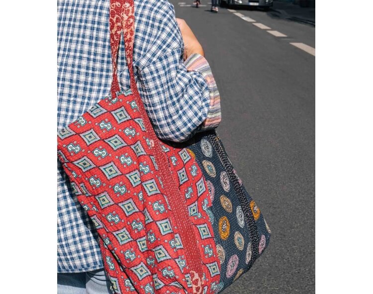 Sac de marché en tissu kantha