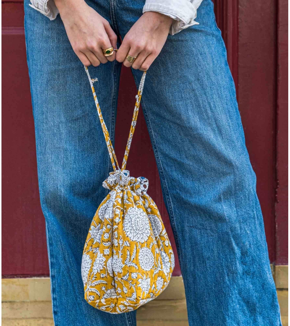 Pochette en coton moutarde - Surya