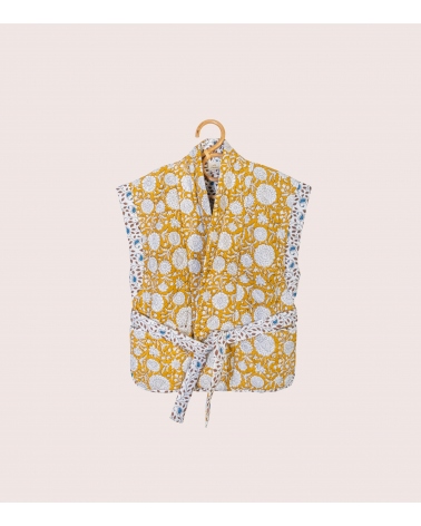 Veste fleurie taille S/M - moutarde