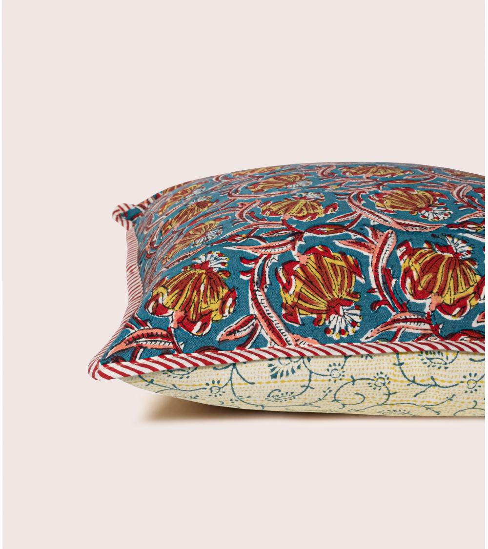 Jaipur Suzani Traditionnel Housse De Coussin 16 X 16, Couvre-lit Décoratif Indien Taie D'oreiller, Coussins D'extérieur, Boho Pom Pom Couvertures D' Oreiller