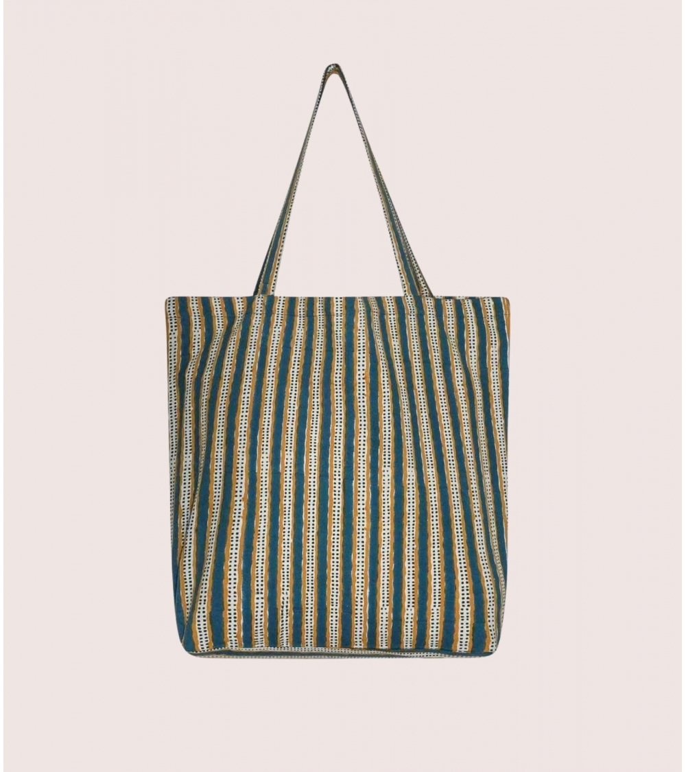 Stripe printed cotton tote bag, Shopping bag Stripe