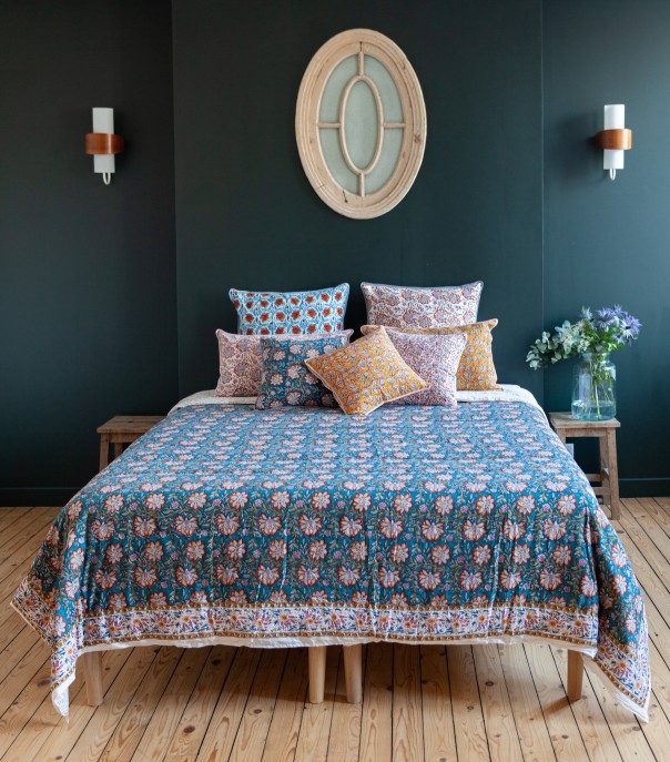 Hand block printed quilt