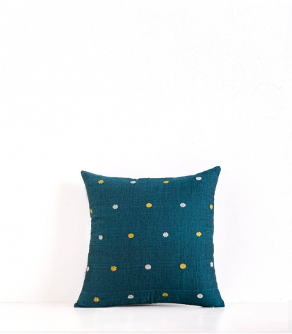 Housse de coussin carrée Suri bleu canard