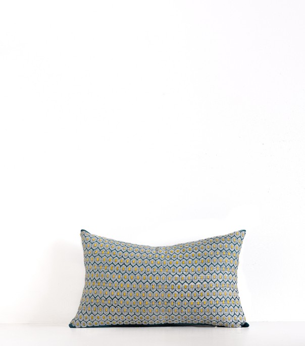 Housse de coussin rectangle Maloti bleu canard