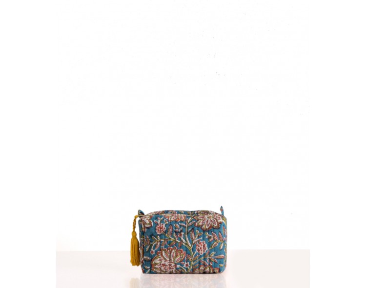 Trousse de maquillage bleu canard