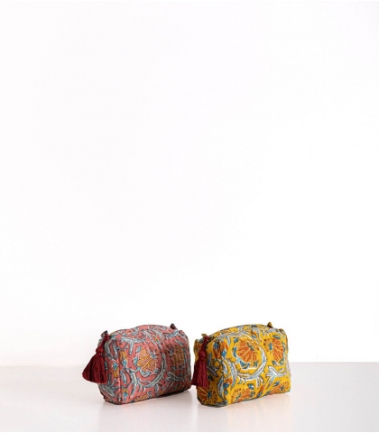 Trousse de maquillage jaune moutarde