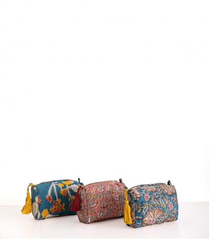Trousse de maquillage bleu canard