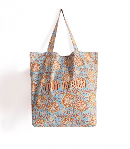 Washed linen Merci shopping bag - Ink Blue