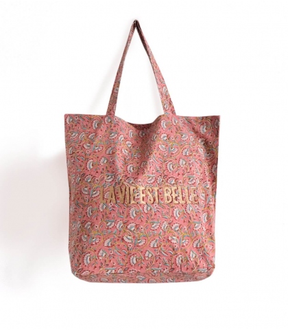 Tote bag vieux rose