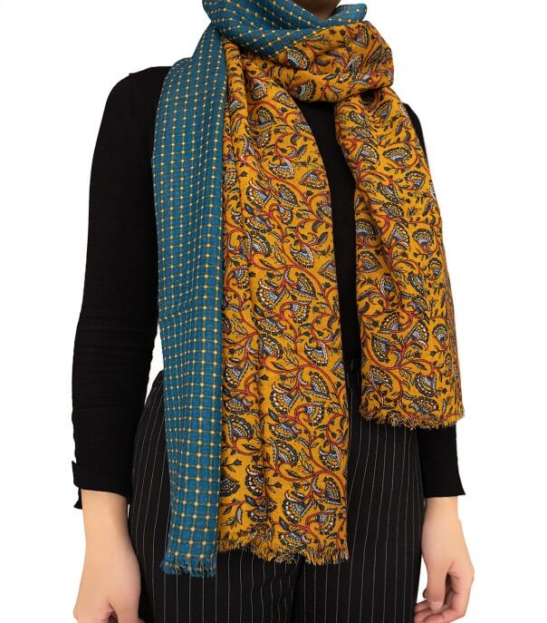 Polka Dot Scarf Shawl in Mustard Olive - Accessories from Yumi UK